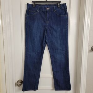 Bandolino Womens Dark Wash Mandie Straight Leg 5 Pocket Jeans. Sz-12P